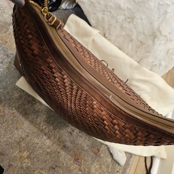 Cole Haan Leather Gold Hobo Handbag with Cloth Bag - Picture 6 of 14